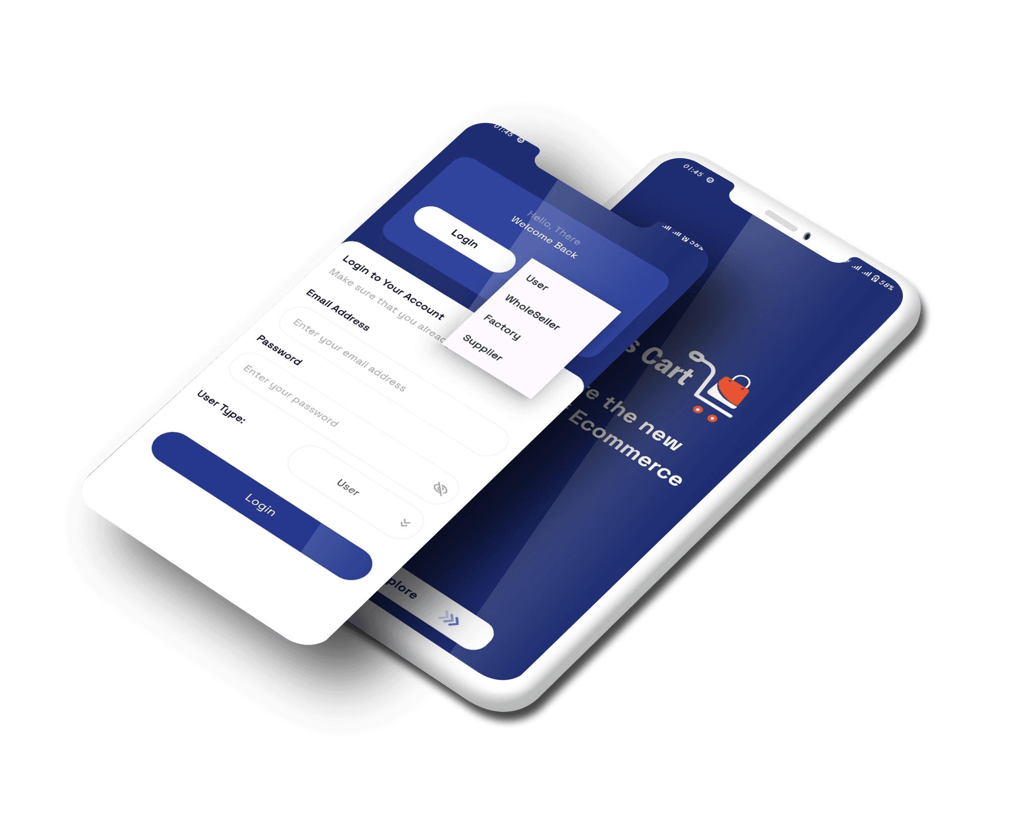 Multi-device mockup with blue accents